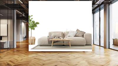 Modern interior furniture. Living room interior house floor template background frame mockup design copy space 3d render, isolated on transparent background Wall mural