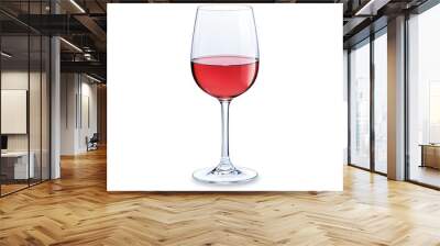 Red wine glass with rose liquid on white isolated background. Wall mural