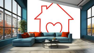 Continuous line drawing of Sweet Home isolate on transparent background. Wall mural