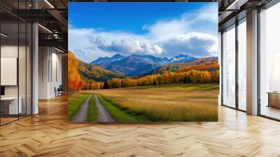 Autumn Road Through Mountain Landscape Wall mural