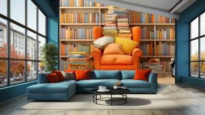 Cozy Reading Nook With Bookshelves Wall mural