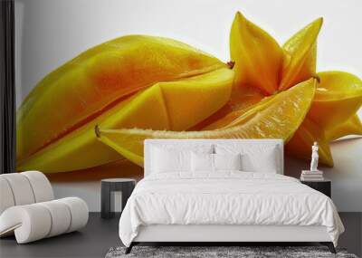 Fresh Organic Starfruit Slices on White Background Wall mural