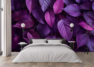 Vibrant purple leaves arranged in a beautiful pattern, perfect for backgrounds. Wall mural