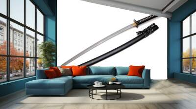 Japanese sword and scabbard with white background Wall mural