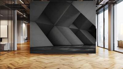 Abstract empty concrete space with geometric shapes, contemporary architecture background, 3d render. Wall mural