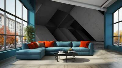 Abstract empty concrete space with geometric shapes, contemporary architecture background, 3d render. Wall mural