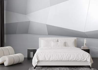 Abstract white polygonal wall background. Futuristic Geometric structure design concept. 3d Render. Wall mural