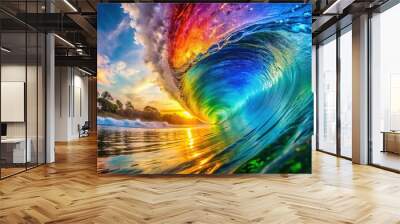 Colorful wave from a unique perspective Wall mural