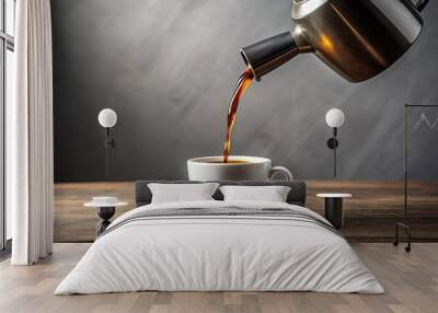 Minimalist coffee pot pouring coffee into cup Wall mural