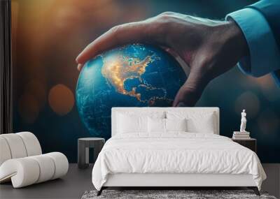 Picture of the world in our hands The concept of nature conservation Wall mural