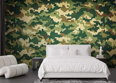 Pixel style background of camouflage pattern Minimalist Wall mural