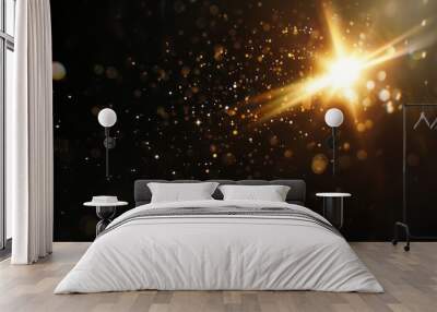 A closeup of the lens flare on black background, with a blurred star in the center Wall mural