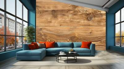 A top view of a beautiful wooden background with visible wood grain texture, showcasing the natural beauty and elegance of solid oak flooring Wall mural