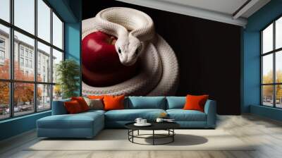 The white snake circled the apple.  Wall mural