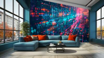 Digital technology background.interior of digital circuits Wall mural