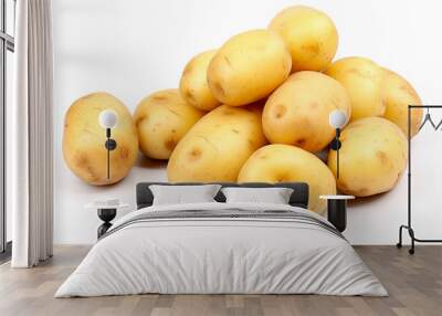 Fresh raw potatoes isolated on white background Wall mural