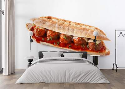 Meatball sub sandwich isolated on white background Wall mural