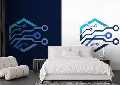 technology logo polygon, abstract logo, internet icon Wall mural