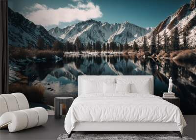 lake mountains Wall mural