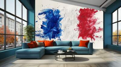 french national flag illustration design, oil painting Wall mural