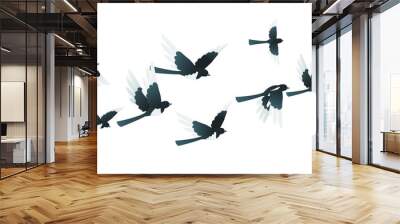 Magpie bridge. Flying bird with blank background. Vector illustration. Wall mural