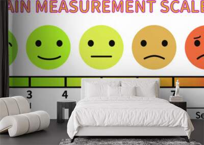 Pain measure scale chart with emoticon face. Assessment tool for measure the pain level of patients. Wall mural