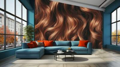 A close-up of voluminous curls on long hair, with defined ringlets cascading down the back, showcasing natural beauty. Wall mural