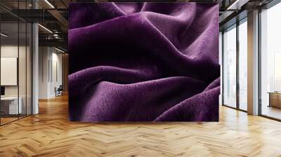 A detailed shot of a velvety texture in a dark aubergine shade, emphasizing the richness and softness of the fabric Wall mural