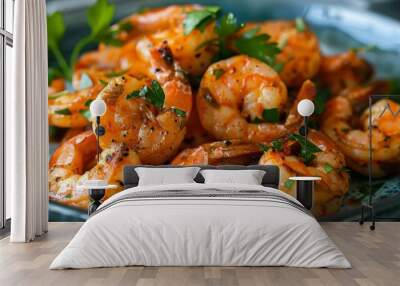 cooked shrimp and parsley Wall mural