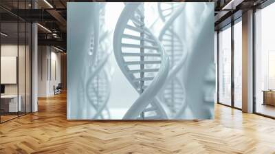 DNA helix on a white futuristic background, symbolizing the fusion of medical science and biotechnology Wall mural