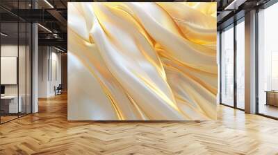 Dynamic 3D golden wave on a soft abstract light background, ideal for creating sophisticated and elegant visuals Wall mural