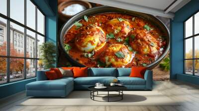 Egg Curry: Flavorful egg curry simmered in a rich and aromatic sauce with fragrant spices and herbs. Wall mural