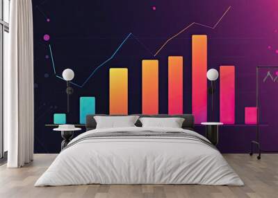 Modern Data Visualization with Colorful Graph Elements Wall mural