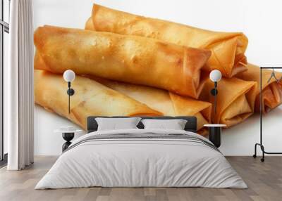 spring rolls isolated. rollos primavera pieces, fried rollito, arrollado, lumpia cuts, popiah, nem, Wall mural