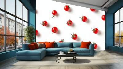 Tomato Cherry isolated on white background top view Wall mural