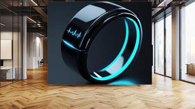 Wearable technology gadgets like smart rings and fitness bands tracking users health metrics Wall mural