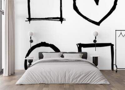 four style square heart and round black grunge frame vector Wall mural