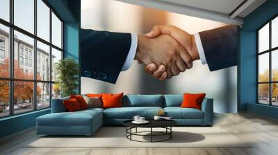 Two business people shaking hands in agreement. Wall mural