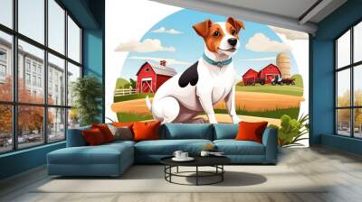 Jack Russel dog in cartoon style. Cute Jack Russel isolated on white background. Watercolor drawing, hand-drawn Jack Russel in watercolor. For children's books, for cards, Children's illustration. Wall mural