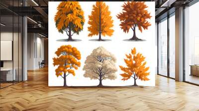 Maple trees white background set graphic clipart design Wall mural