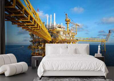 Oil and gas industry .Offshore construction platform for production oil and gas, Production platform and oil and rig industry . Wall mural