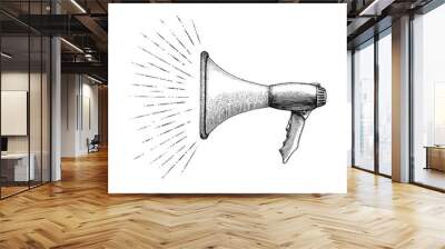 Megaphone with message hand drawing vintage style Wall mural