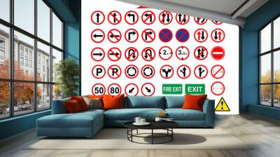 Road sign icons set. Wall mural