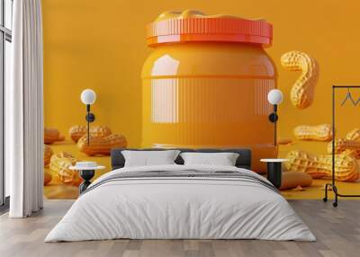 161 Illustration of a 3D model of a peanut butter jar icon in vibrant colors Wall mural