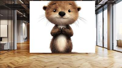 A cute cartoon otter character with a charming smile and fluffy fur, perfect for children's illustrations and playful themes. Wall mural