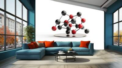 A detailed molecular model showcasing atoms in black, red, and white colors, perfect for educational and scientific purposes. Wall mural