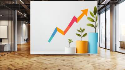 Growth concept with plants and graph symbols Wall mural