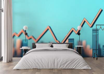 A vibrant financial chart showing growth trends against a city skyline, symbolizing economic progress and investment potential. Wall mural