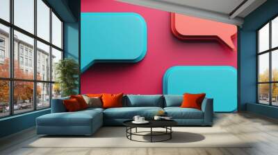 Colorful speech bubbles on a vibrant background, ideal for communication, messaging or social media concepts. Wall mural