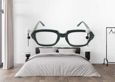 Vintage glasses with black frame isolated on white background Wall mural